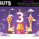 (5 DAYS ONLY) Unlock a 300% Bonus + 10 Jimi Hendrix Free Spins at Guts Casino