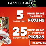 Limited offer! February 2018 No Deposit Free Spins now available at Dazzle and Glimmer Casinos